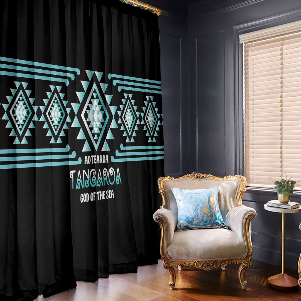 Aotearoa Atua Tangaroa Window Curtain Maori God Of The Sea Taniko Motifs