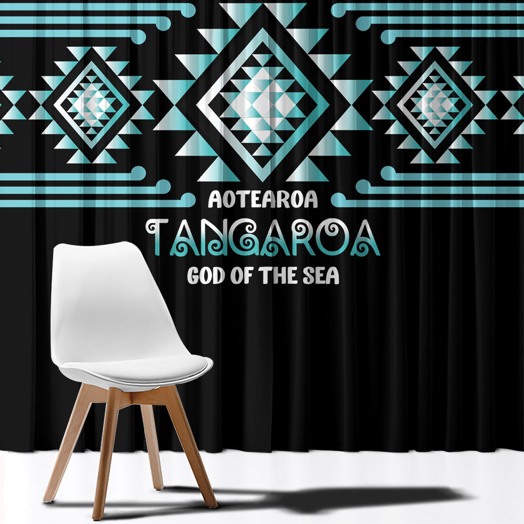 Aotearoa Atua Tangaroa Window Curtain Maori God Of The Sea Taniko Motifs