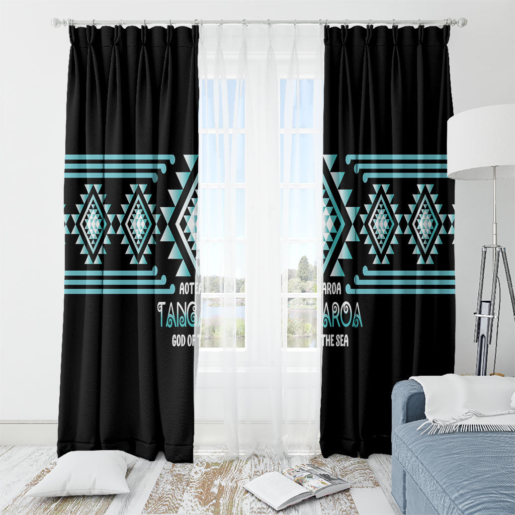 Aotearoa Atua Tangaroa Window Curtain Maori God Of The Sea Taniko Motifs