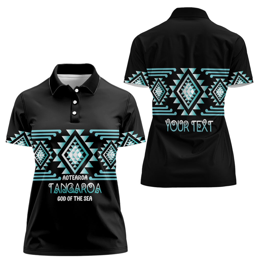 Aotearoa Atua Tangaroa Personalised Women Polo Shirt Maori God Of The Sea Taniko Motifs