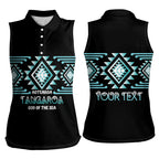 Aotearoa Atua Tangaroa Personalised Women Sleeveless Polo Shirt Maori God Of The Sea Taniko Motifs