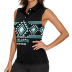 Aotearoa Atua Tangaroa Personalised Women Sleeveless Polo Shirt Maori God Of The Sea Taniko Motifs