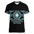 Aotearoa Atua Tangaroa Personalised Women V-Neck T-Shirt Maori God Of The Sea Taniko Motifs