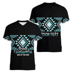 Aotearoa Atua Tangaroa Personalised Women V-Neck T-Shirt Maori God Of The Sea Taniko Motifs