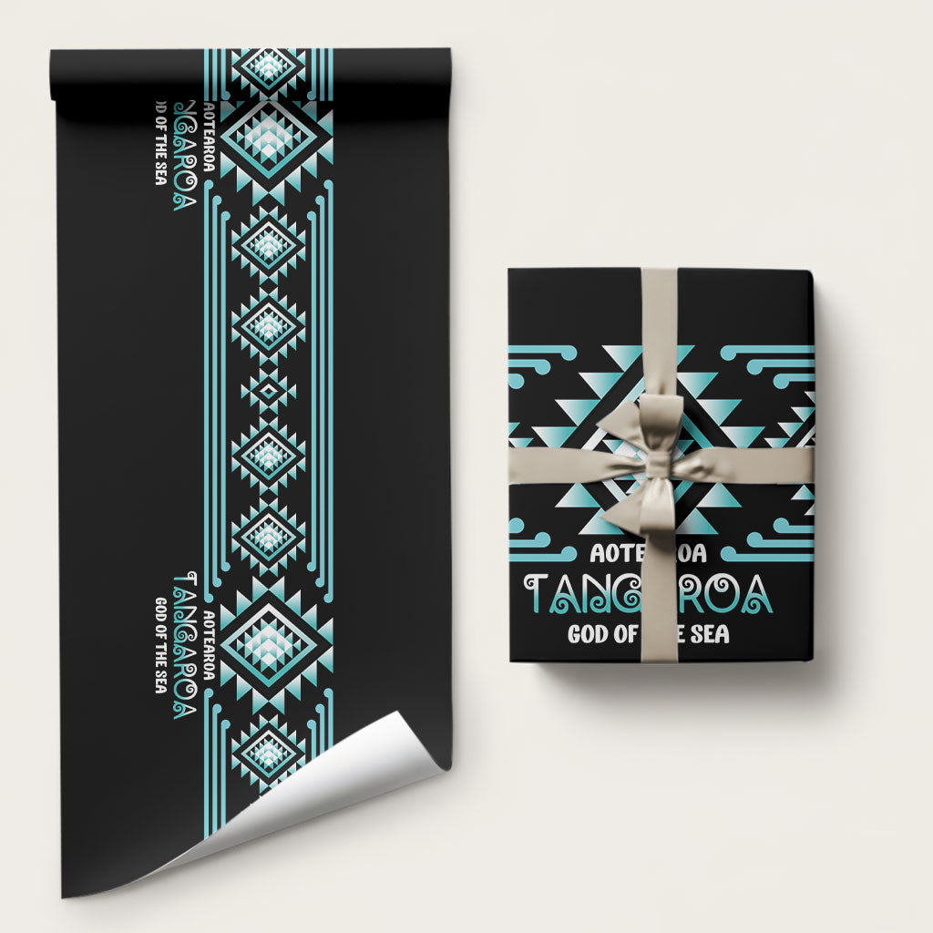 Aotearoa Atua Tangaroa Wrapping Paper Maori God Of The Sea Taniko Motifs