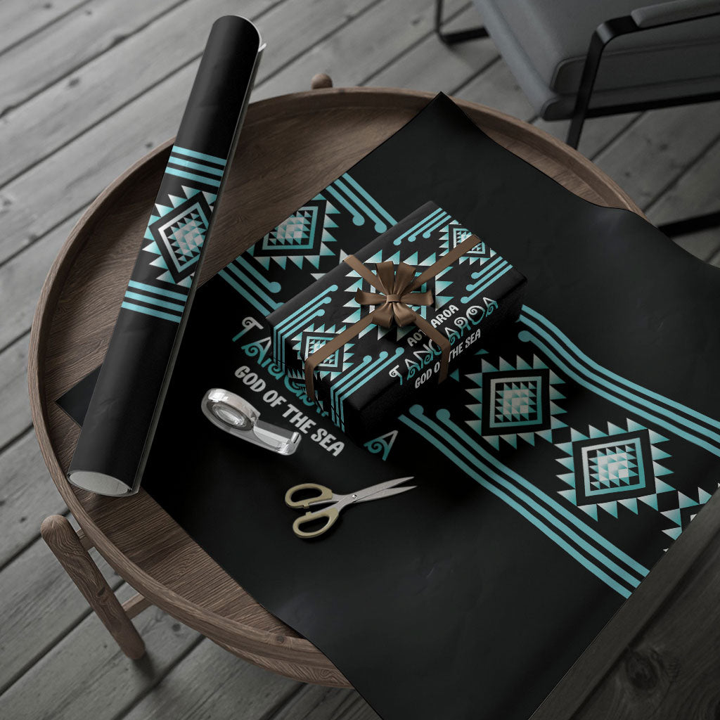 Aotearoa Atua Tangaroa Wrapping Paper Maori God Of The Sea Taniko Motifs