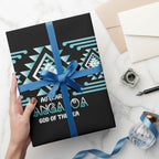 Aotearoa Atua Tangaroa Wrapping Paper Maori God Of The Sea Taniko Motifs
