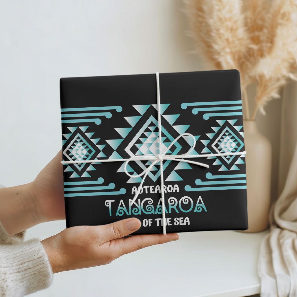 Aotearoa Atua Tangaroa Wrapping Paper Maori God Of The Sea Taniko Motifs