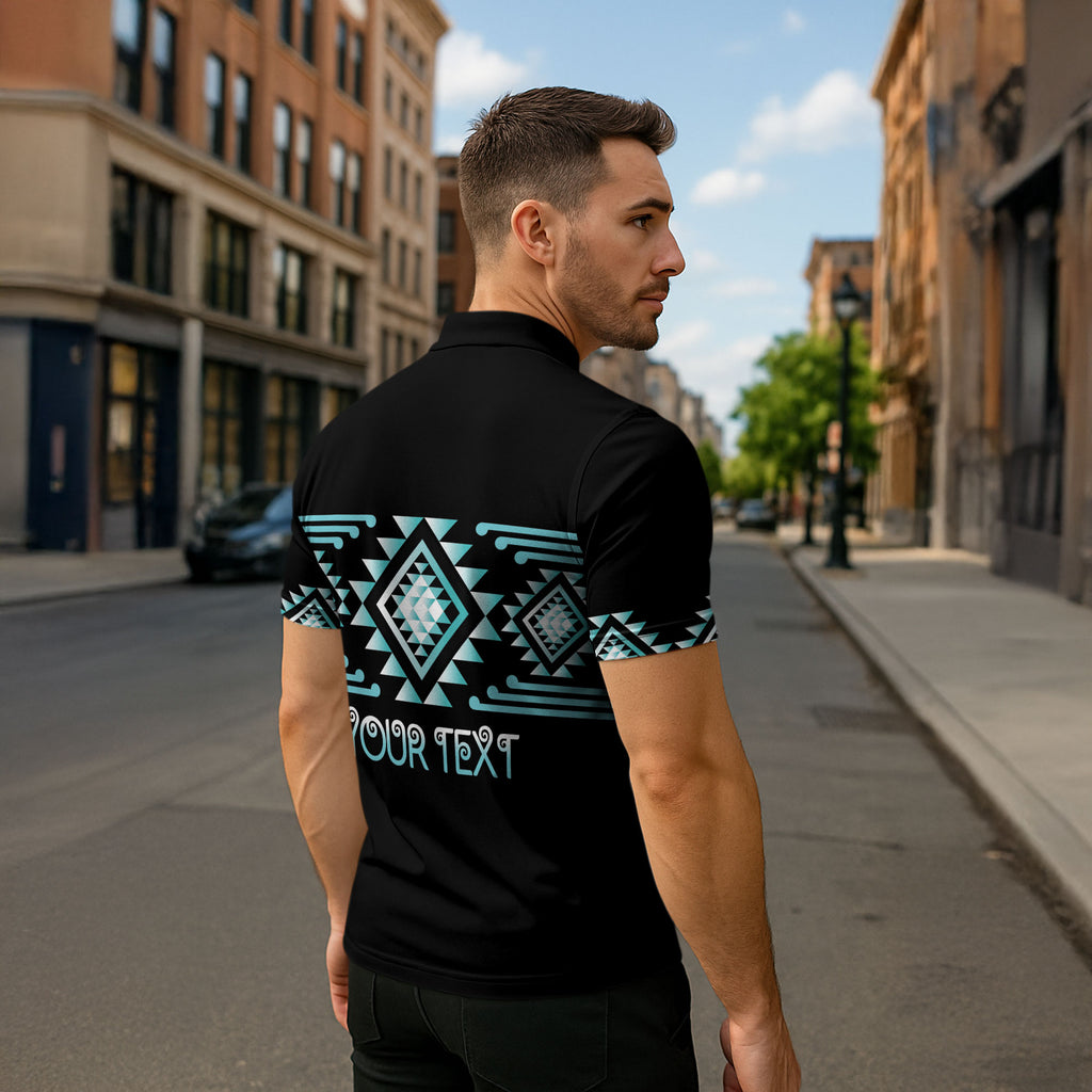 Aotearoa Atua Tangaroa Personalised Zipper Polo Shirt Maori God Of The Sea Taniko Motifs