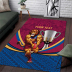 Personalised AFL Brisbane Lions Area Rug 2024 We Are The Champions - Trophy Style