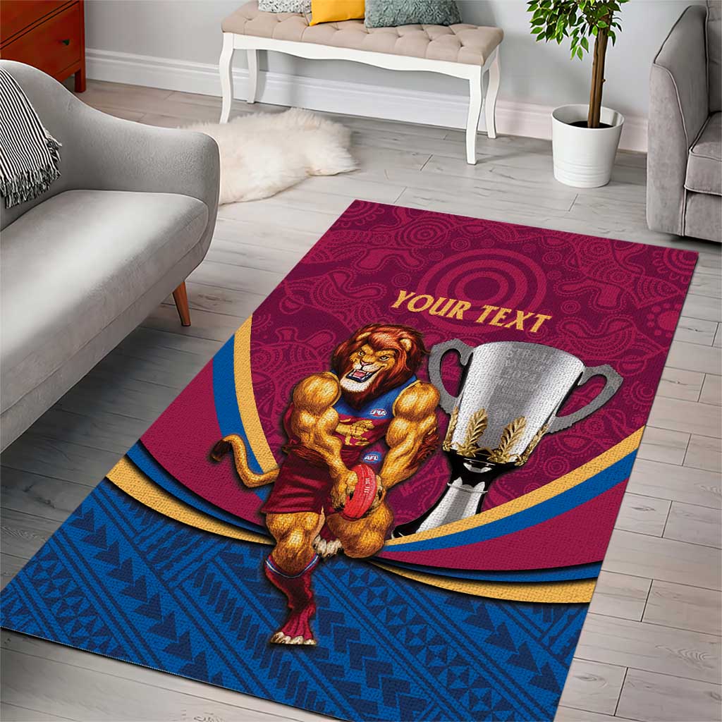 Personalised AFL Brisbane Lions Area Rug 2024 We Are The Champions - Trophy Style