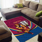 Personalised AFL Brisbane Lions Area Rug 2024 We Are The Champions - Trophy Style