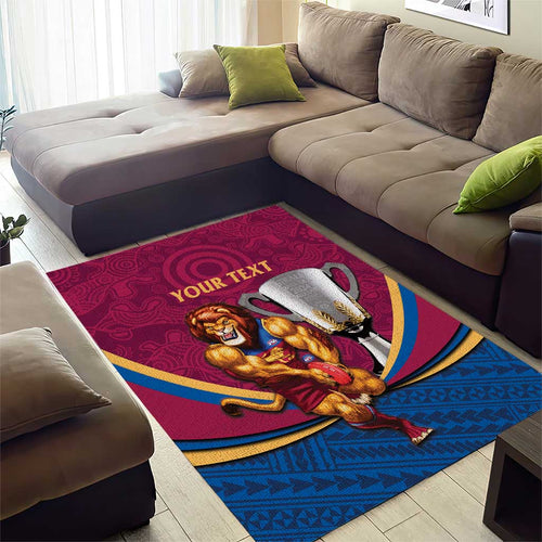 Personalised AFL Brisbane Lions Area Rug 2024 We Are The Champions - Trophy Style