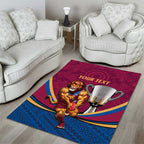 Personalised AFL Brisbane Lions Area Rug 2024 We Are The Champions - Trophy Style