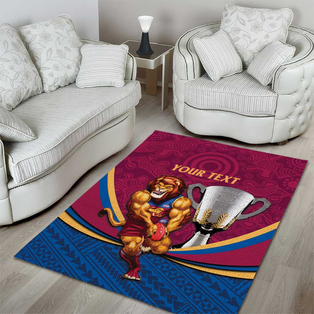 Personalised AFL Brisbane Lions Area Rug 2024 We Are The Champions - Trophy Style