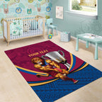 Personalised AFL Brisbane Lions Area Rug 2024 We Are The Champions - Trophy Style