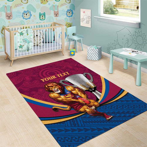 Personalised AFL Brisbane Lions Area Rug 2024 We Are The Champions - Trophy Style