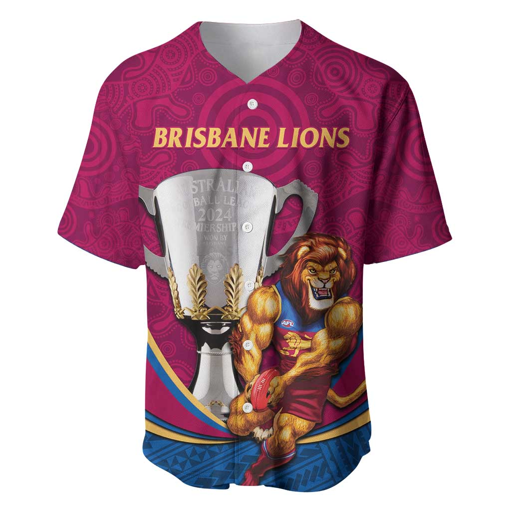 Personalised AFL Brisbane Lions Baseball Jersey 2024 We Are The Champions - Trophy Style