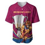 Personalised AFL Brisbane Lions Baseball Jersey 2024 We Are The Champions - Trophy Style