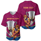 Personalised AFL Brisbane Lions Baseball Jersey 2024 We Are The Champions - Trophy Style
