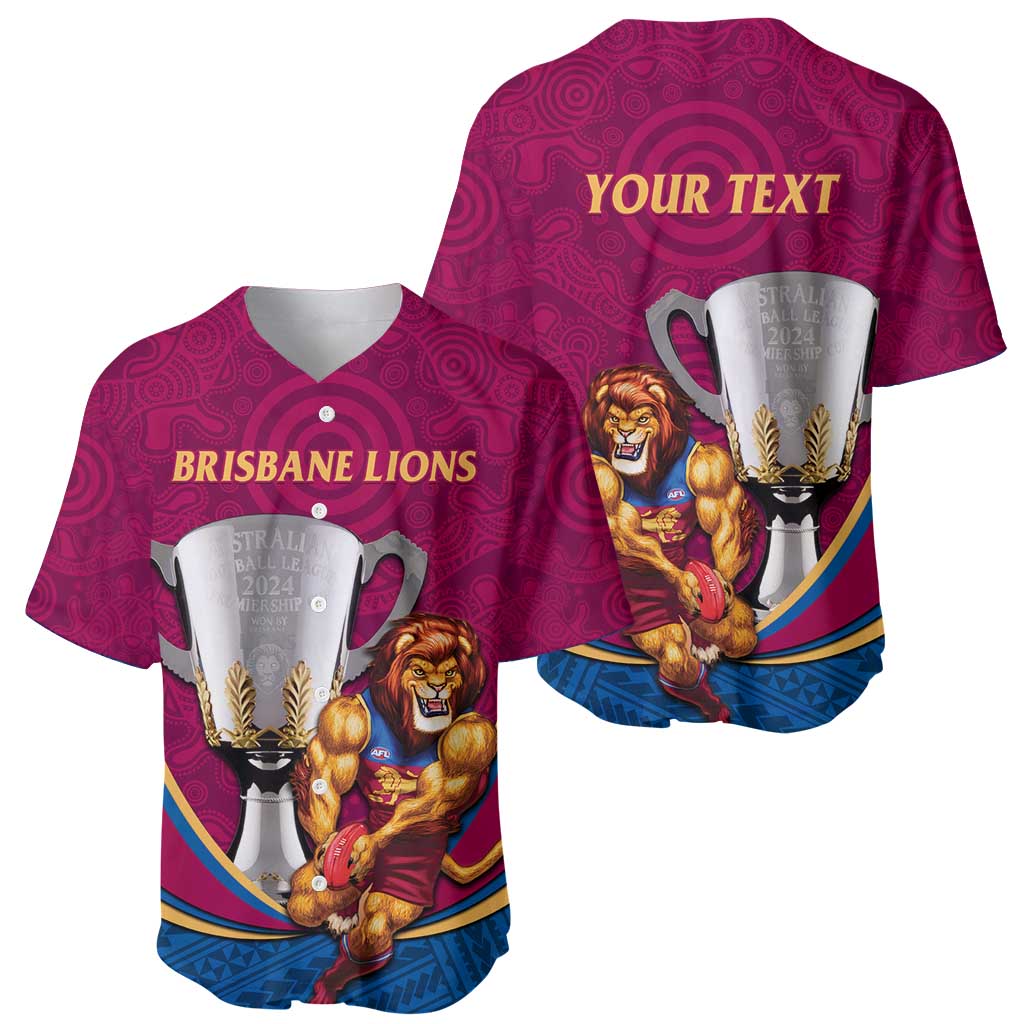 Personalised AFL Brisbane Lions Baseball Jersey 2024 We Are The Champions - Trophy Style