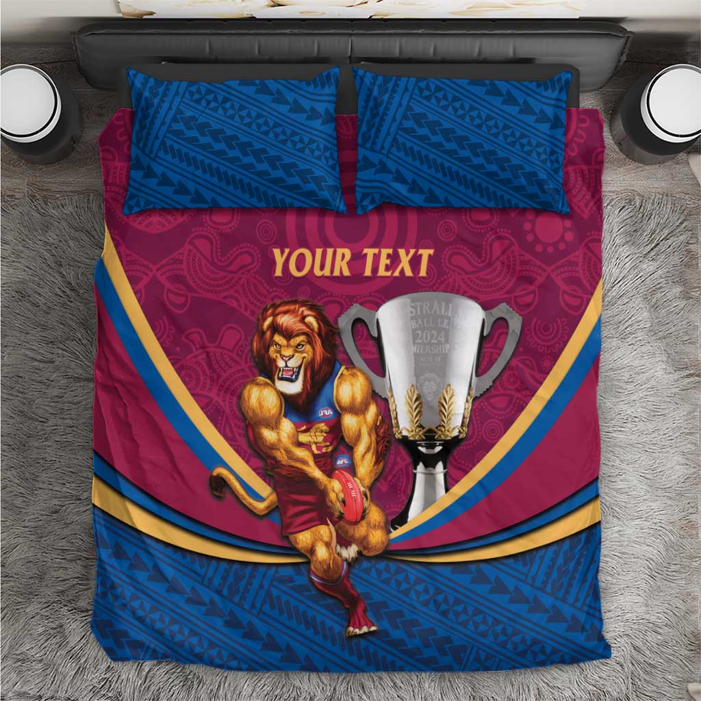 Personalised AFL Brisbane Lions Bedding Set 2024 We Are The Champions - Trophy Style