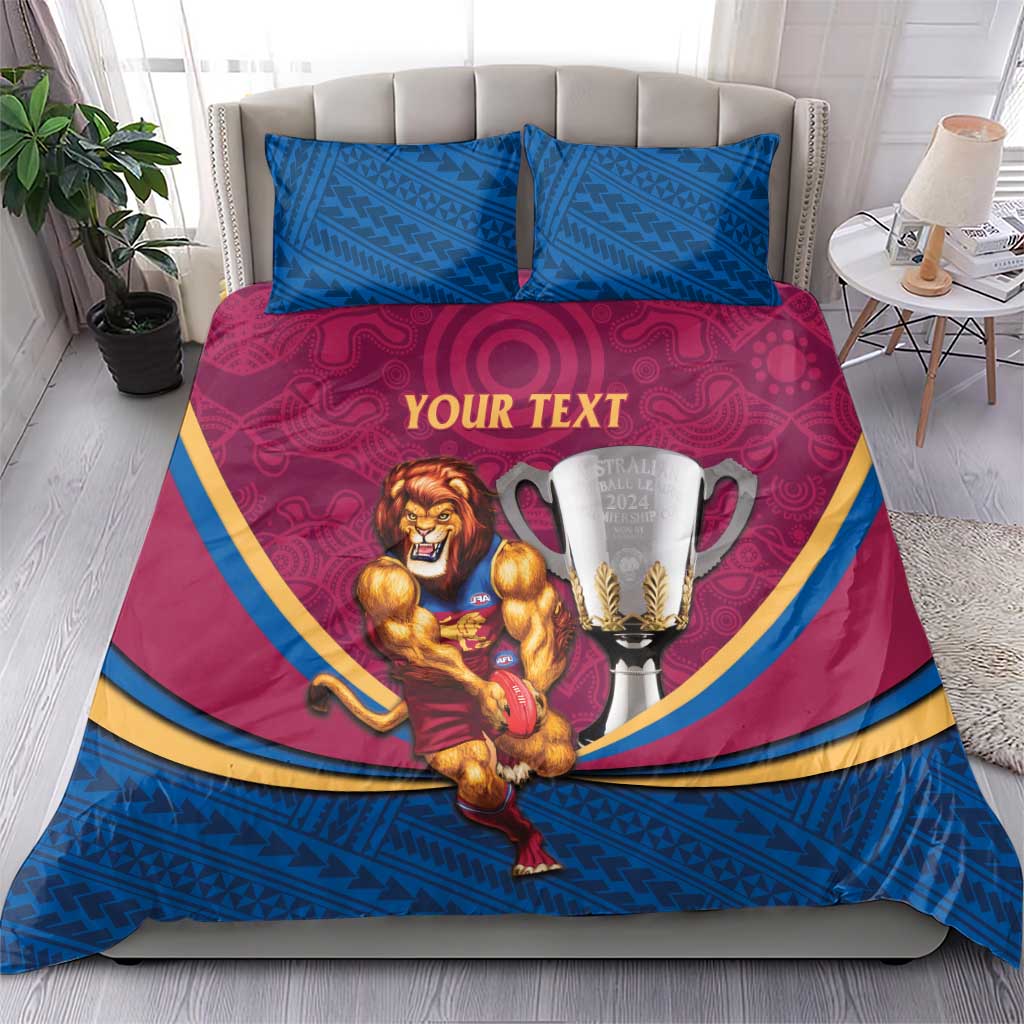 Personalised AFL Brisbane Lions Bedding Set 2024 We Are The Champions - Trophy Style