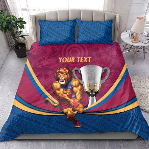 Personalised AFL Brisbane Lions Bedding Set 2024 We Are The Champions - Trophy Style