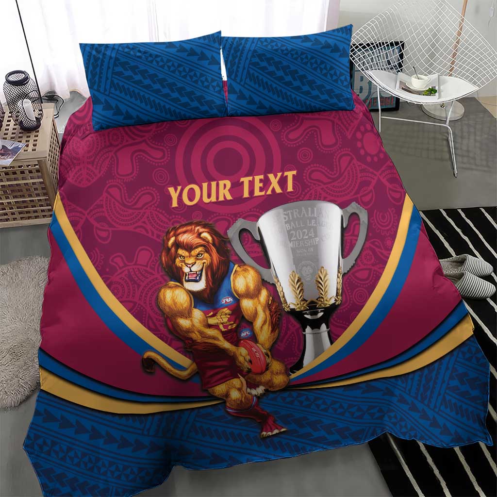 Personalised AFL Brisbane Lions Bedding Set 2024 We Are The Champions - Trophy Style