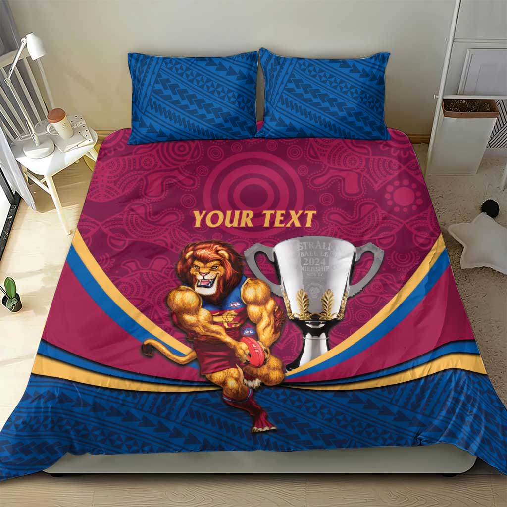 Personalised AFL Brisbane Lions Bedding Set 2024 We Are The Champions - Trophy Style