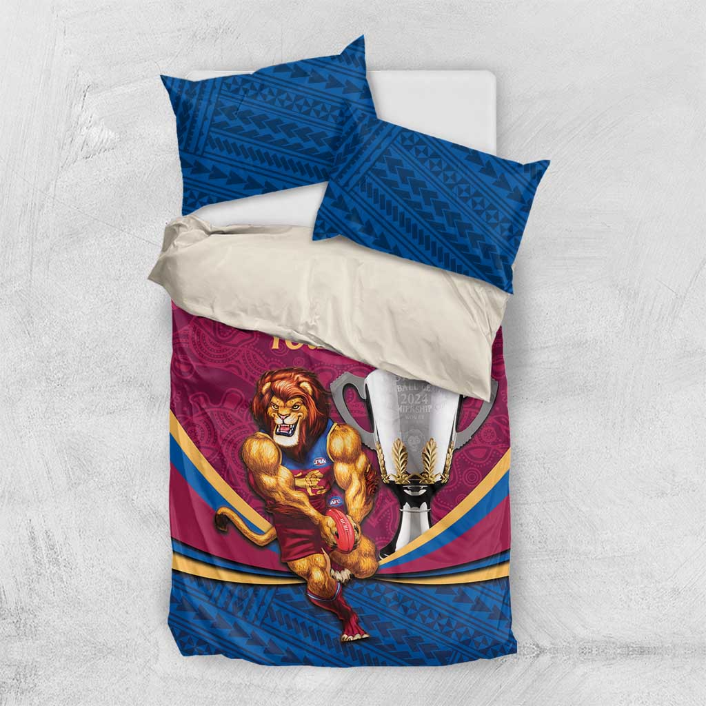 Personalised AFL Brisbane Lions Bedding Set 2024 We Are The Champions - Trophy Style