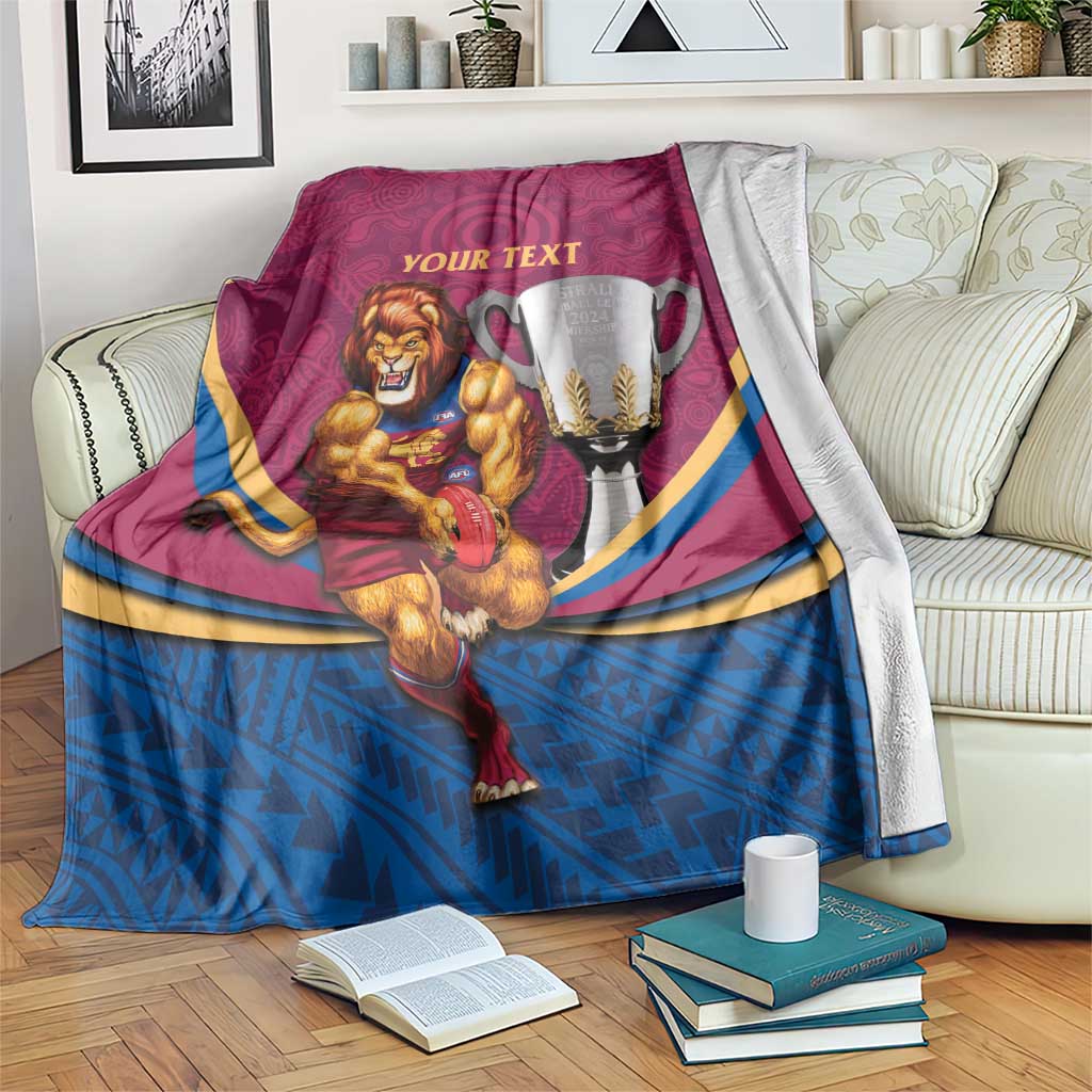 Personalised AFL Brisbane Lions Blanket 2024 We Are The Champions - Trophy Style