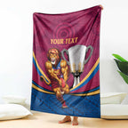 Personalised AFL Brisbane Lions Blanket 2024 We Are The Champions - Trophy Style