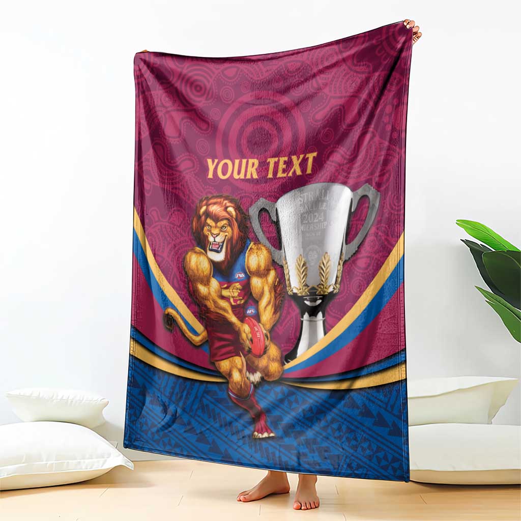 Personalised AFL Brisbane Lions Blanket 2024 We Are The Champions - Trophy Style