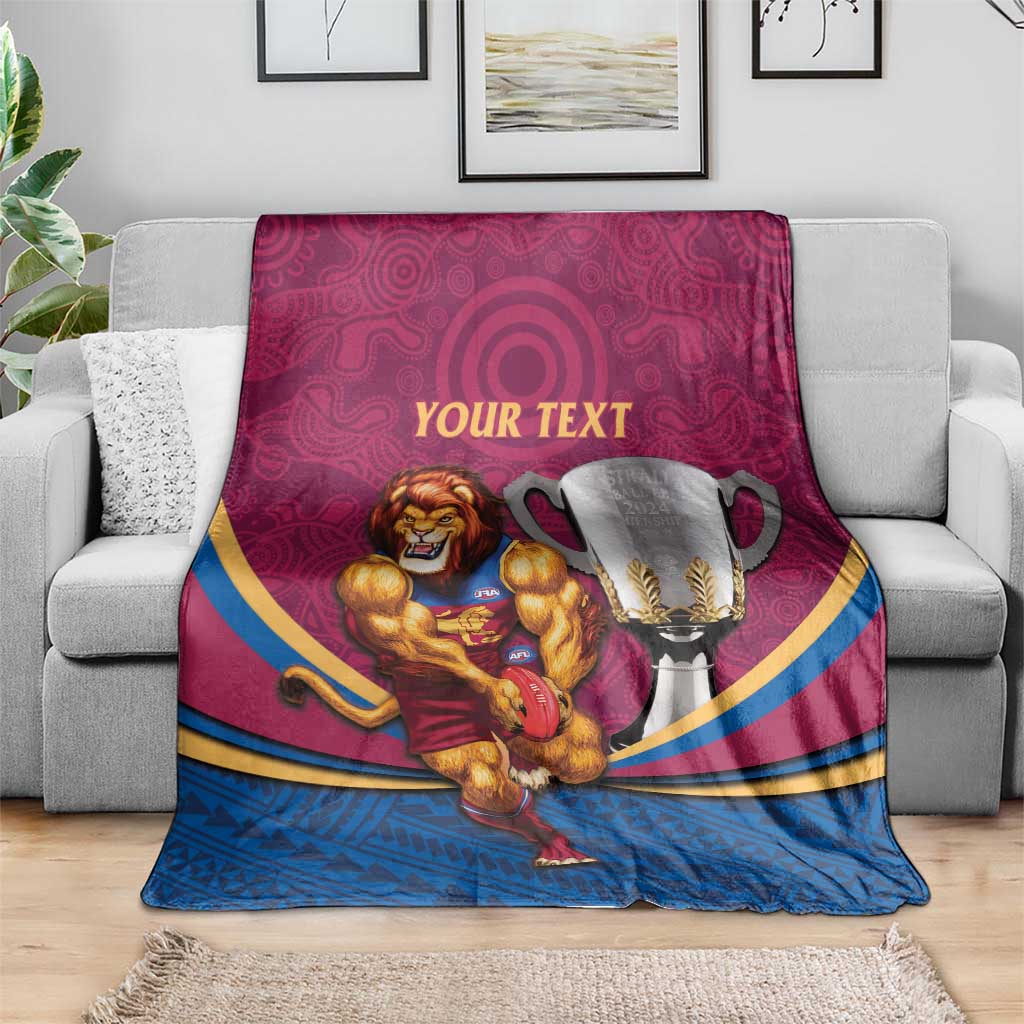 Personalised AFL Brisbane Lions Blanket 2024 We Are The Champions - Trophy Style