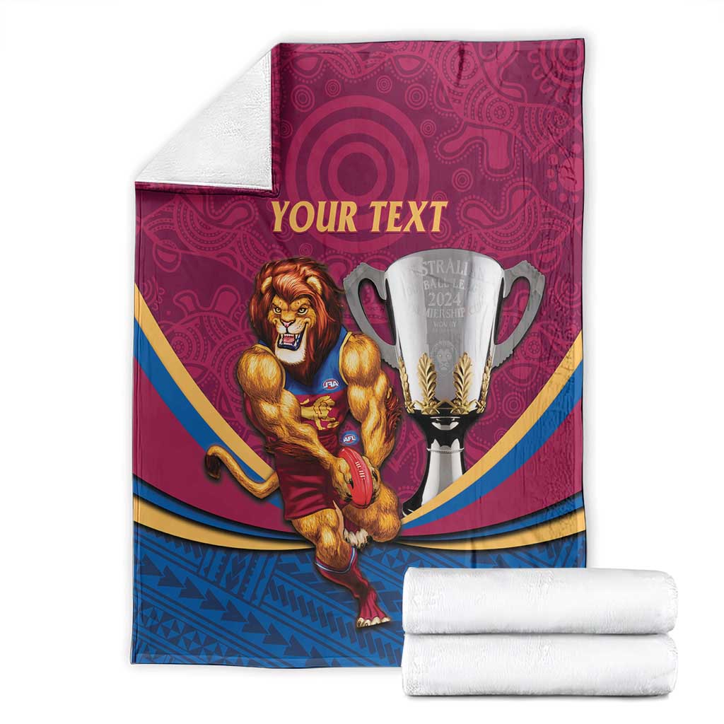 Personalised AFL Brisbane Lions Blanket 2024 We Are The Champions - Trophy Style