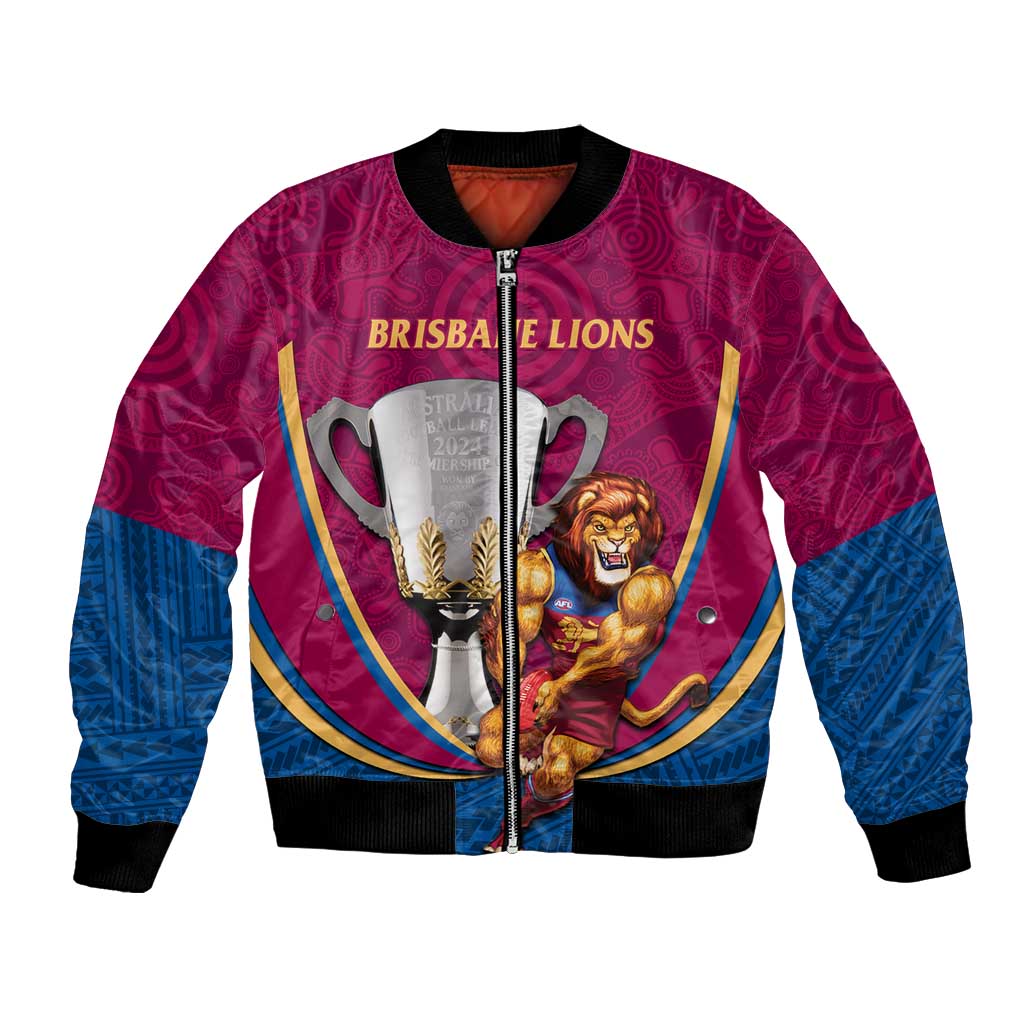 Personalised AFL Brisbane Lions Bomber Jacket 2024 We Are The Champions - Trophy Style