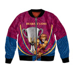 Personalised AFL Brisbane Lions Bomber Jacket 2024 We Are The Champions - Trophy Style
