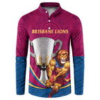 Personalised AFL Brisbane Lions Button Sweatshirt 2024 We Are The Champions - Trophy Style