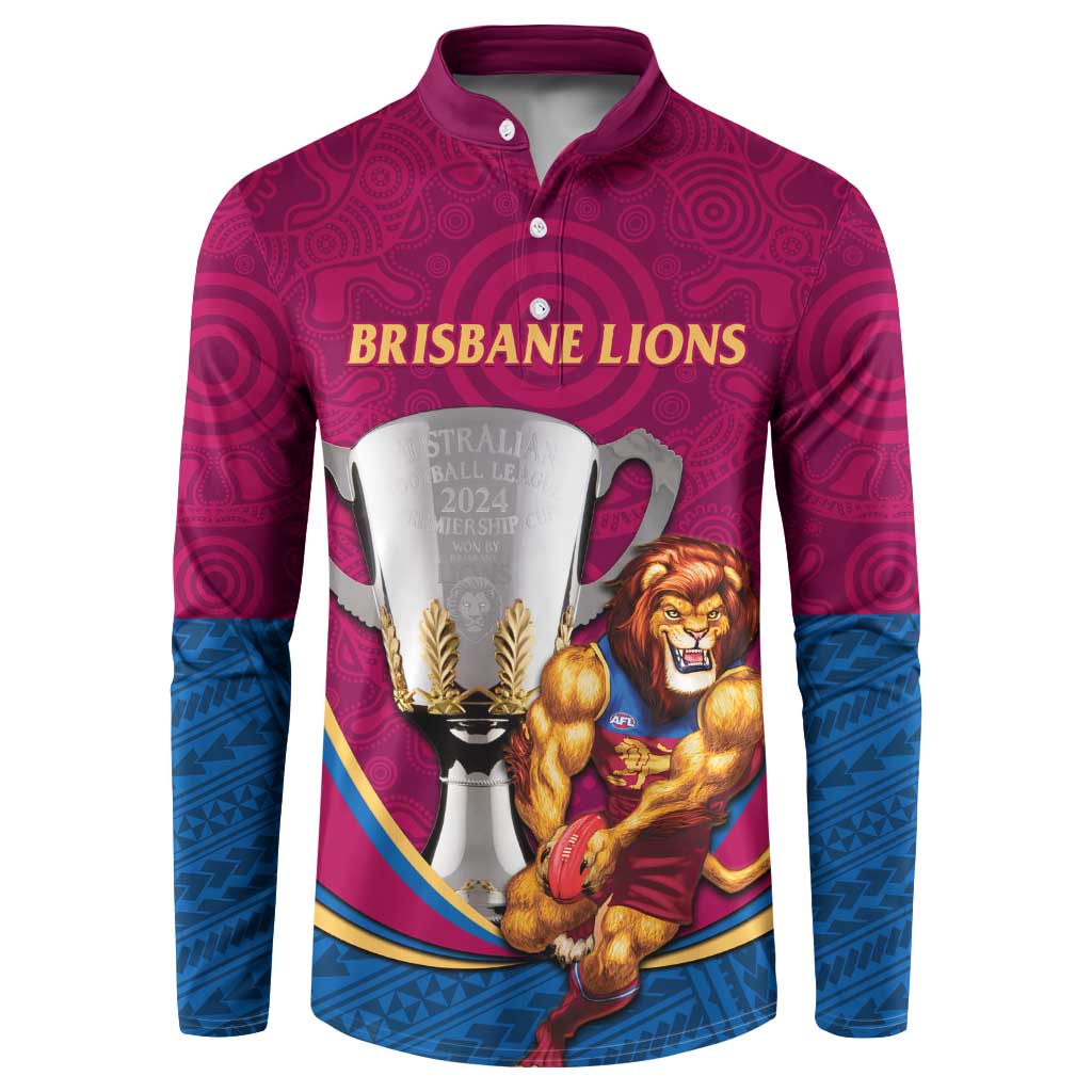 Personalised AFL Brisbane Lions Button Sweatshirt 2024 We Are The Champions - Trophy Style