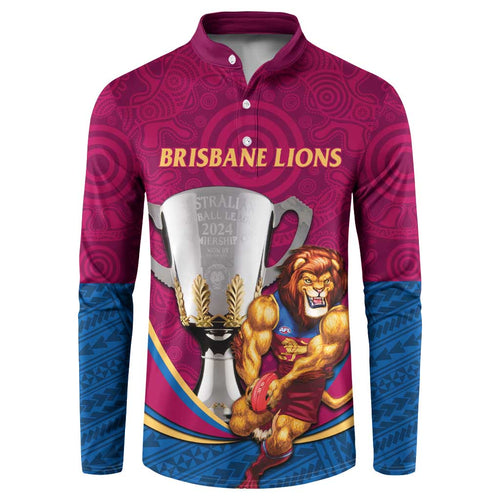 Personalised AFL Brisbane Lions Button Sweatshirt 2024 We Are The Champions - Trophy Style