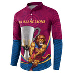 Personalised AFL Brisbane Lions Button Sweatshirt 2024 We Are The Champions - Trophy Style