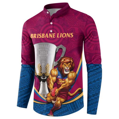 Personalised AFL Brisbane Lions Button Sweatshirt 2024 We Are The Champions - Trophy Style