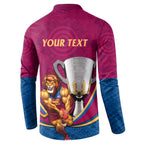 Personalised AFL Brisbane Lions Button Sweatshirt 2024 We Are The Champions - Trophy Style