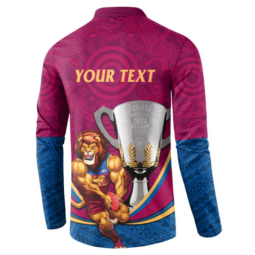 Personalised AFL Brisbane Lions Button Sweatshirt 2024 We Are The Champions - Trophy Style