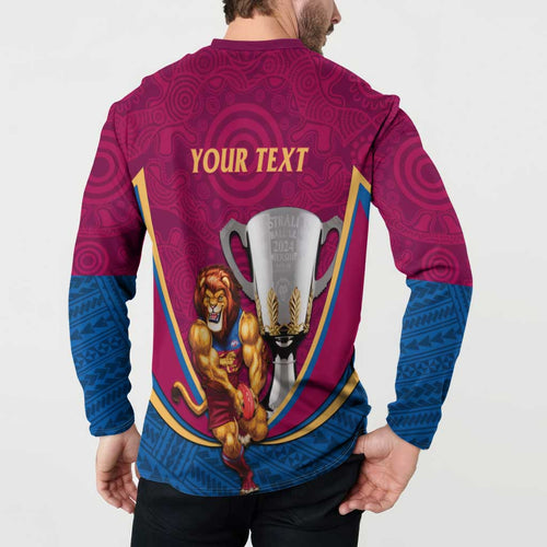 Personalised AFL Brisbane Lions Button Sweatshirt 2024 We Are The Champions - Trophy Style