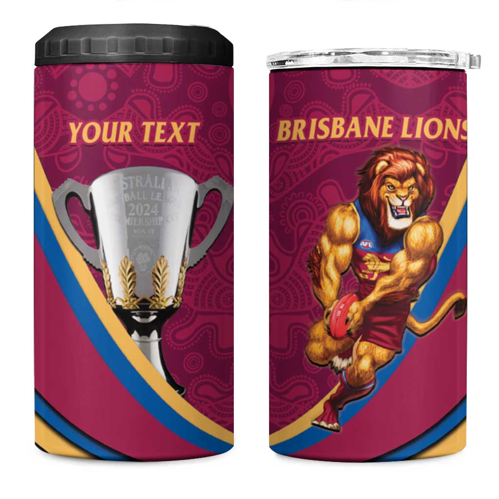 Personalised AFL Brisbane Lions 4 in 1 Can Cooler Tumbler 2024 We Are The Champions - Trophy Style