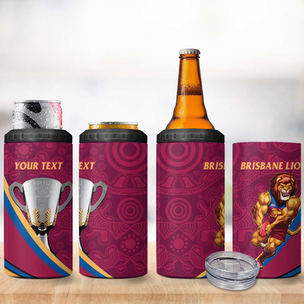 Personalised AFL Brisbane Lions 4 in 1 Can Cooler Tumbler 2024 We Are The Champions - Trophy Style