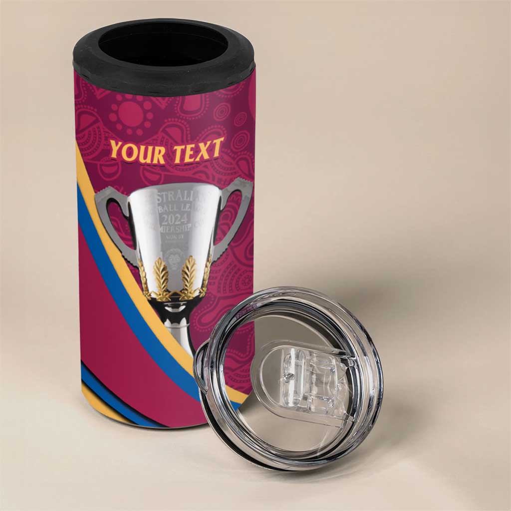Personalised AFL Brisbane Lions 4 in 1 Can Cooler Tumbler 2024 We Are The Champions - Trophy Style