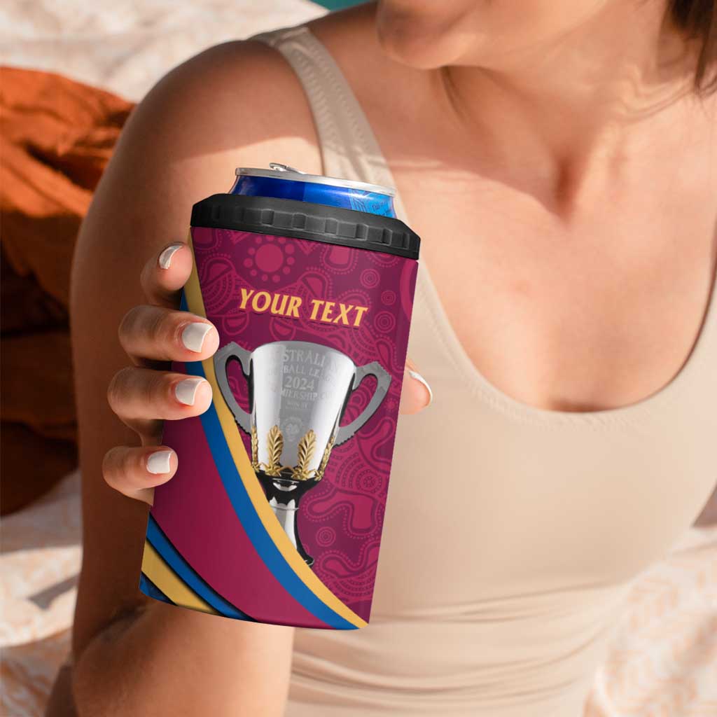 Personalised AFL Brisbane Lions 4 in 1 Can Cooler Tumbler 2024 We Are The Champions - Trophy Style